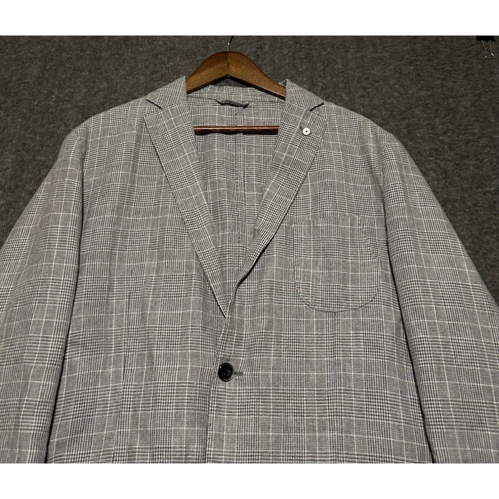 L.B.M 1911 limited edition sport blazer unlined mens gray linen blend size 56L